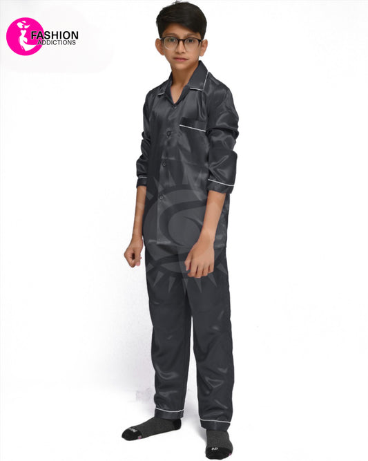 Silk Pajamas Set For Boys | Malaysian Grey