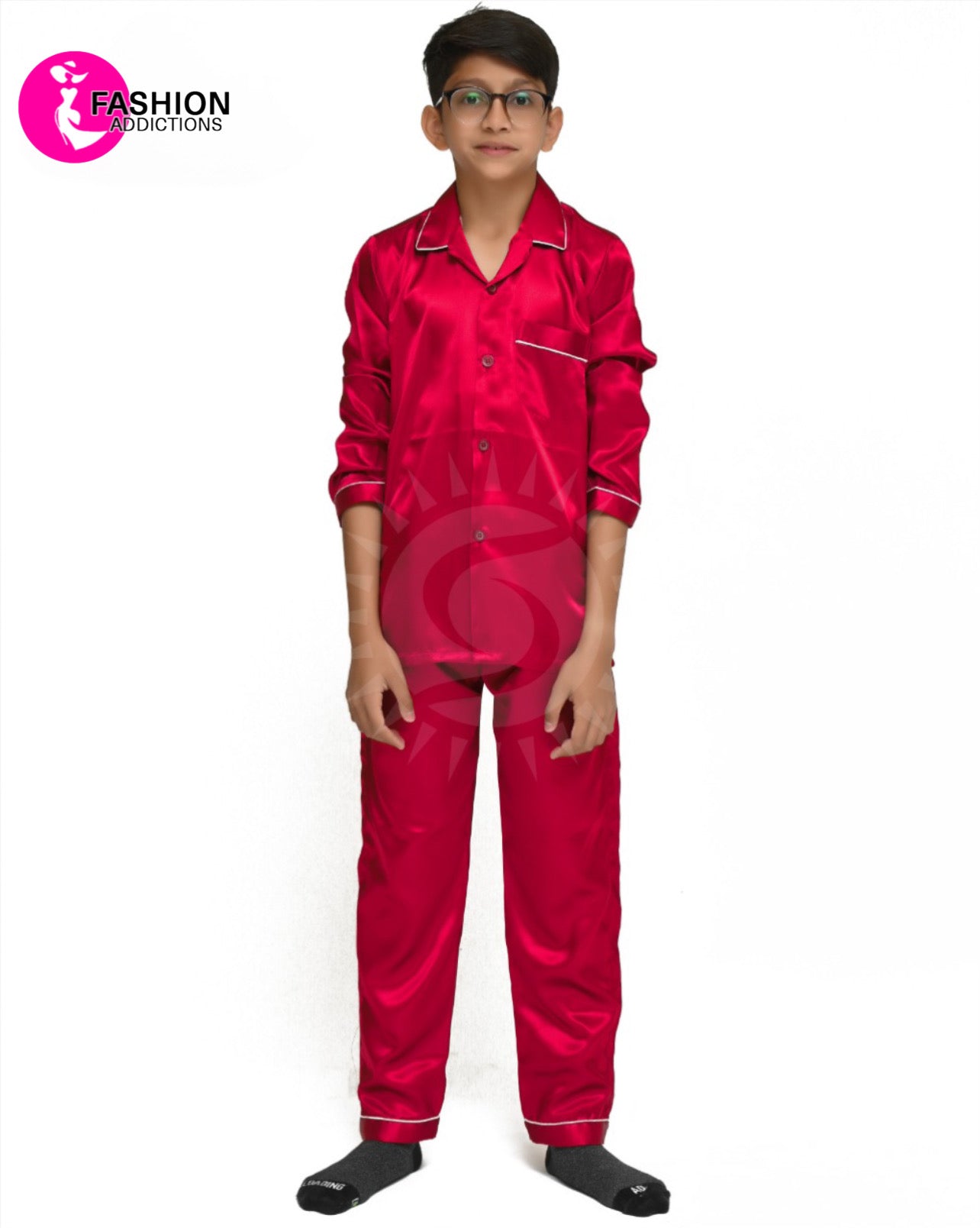 Silk Pajamas Set For Boys | Red