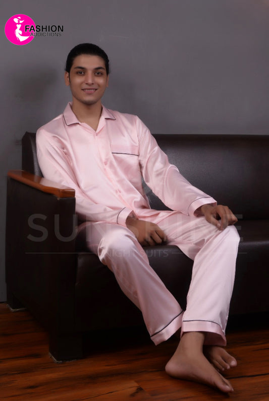 Silk Nightwear For Men | Light Pink