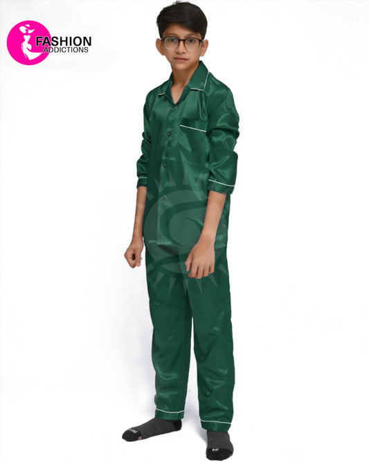 Silk Pajamas Set For Boys | Green