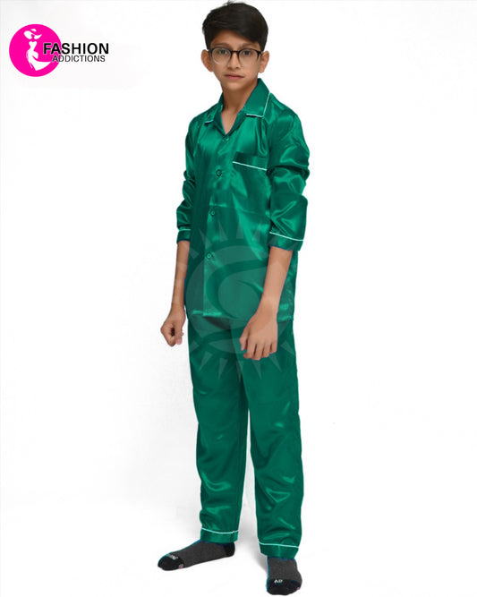 Silk Pajamas Set For Boys | Sea Green