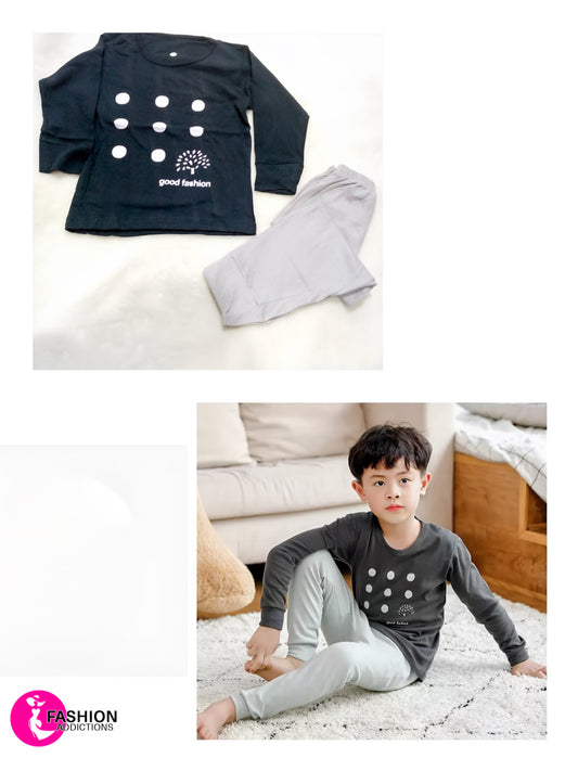 Kids Cotton Jersey Nightwear | Grey Dice