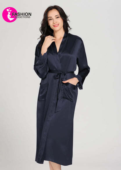 Luxurious Silk Camisole & Gown Set | Blue