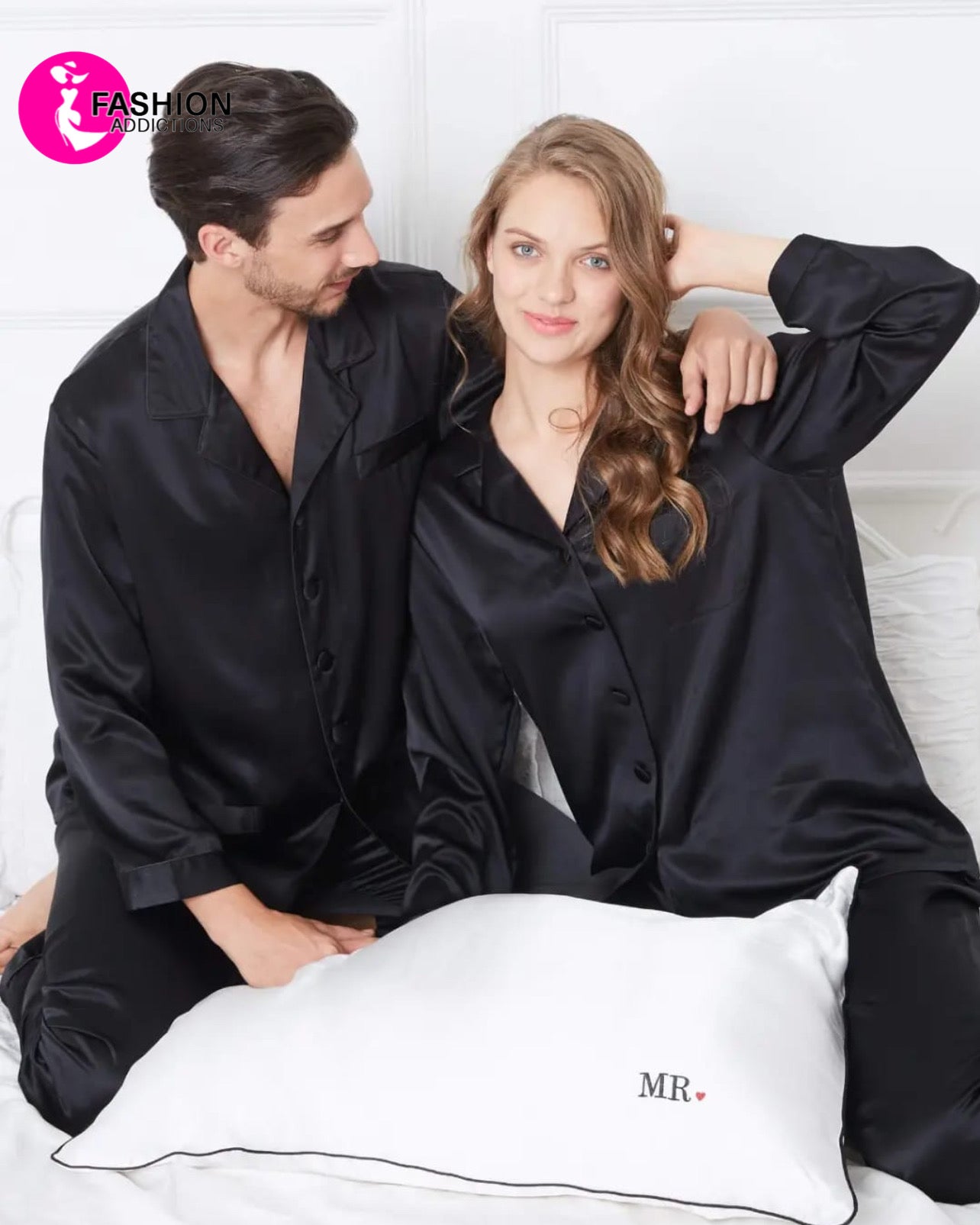 Silk Couple Nightwear | Black