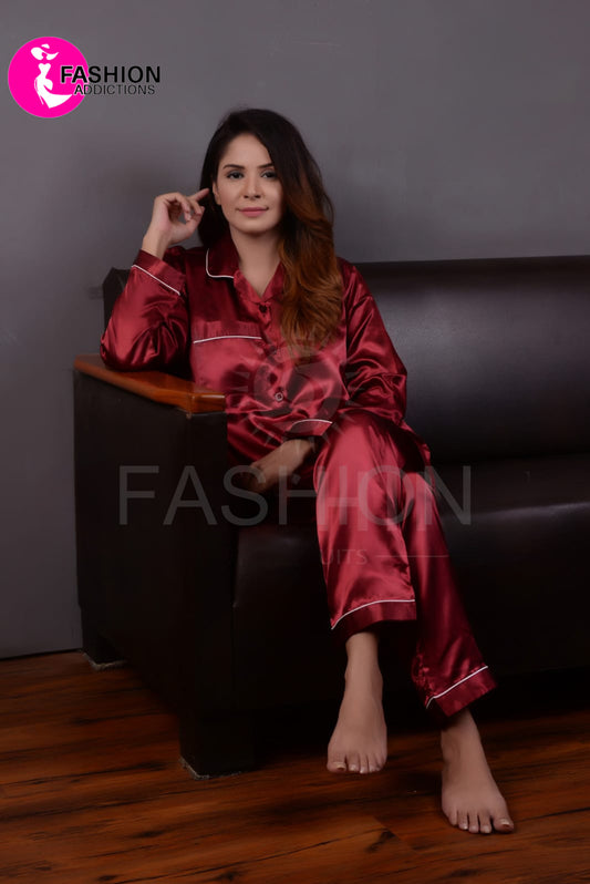 Silk Nightwear For Women | Maroon