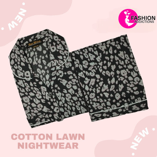 Lawn Nightdress Black Cheetah