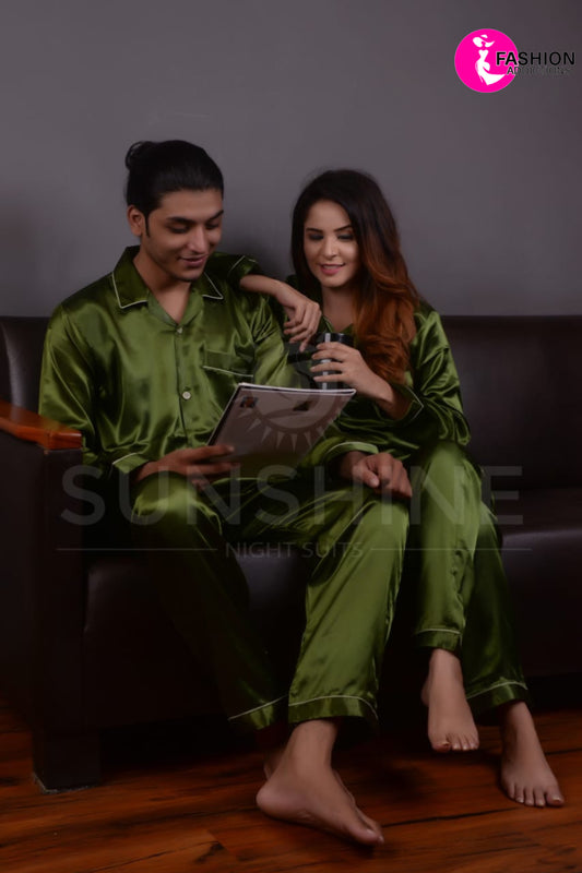 Silk Couple Nightwear | Forest Green