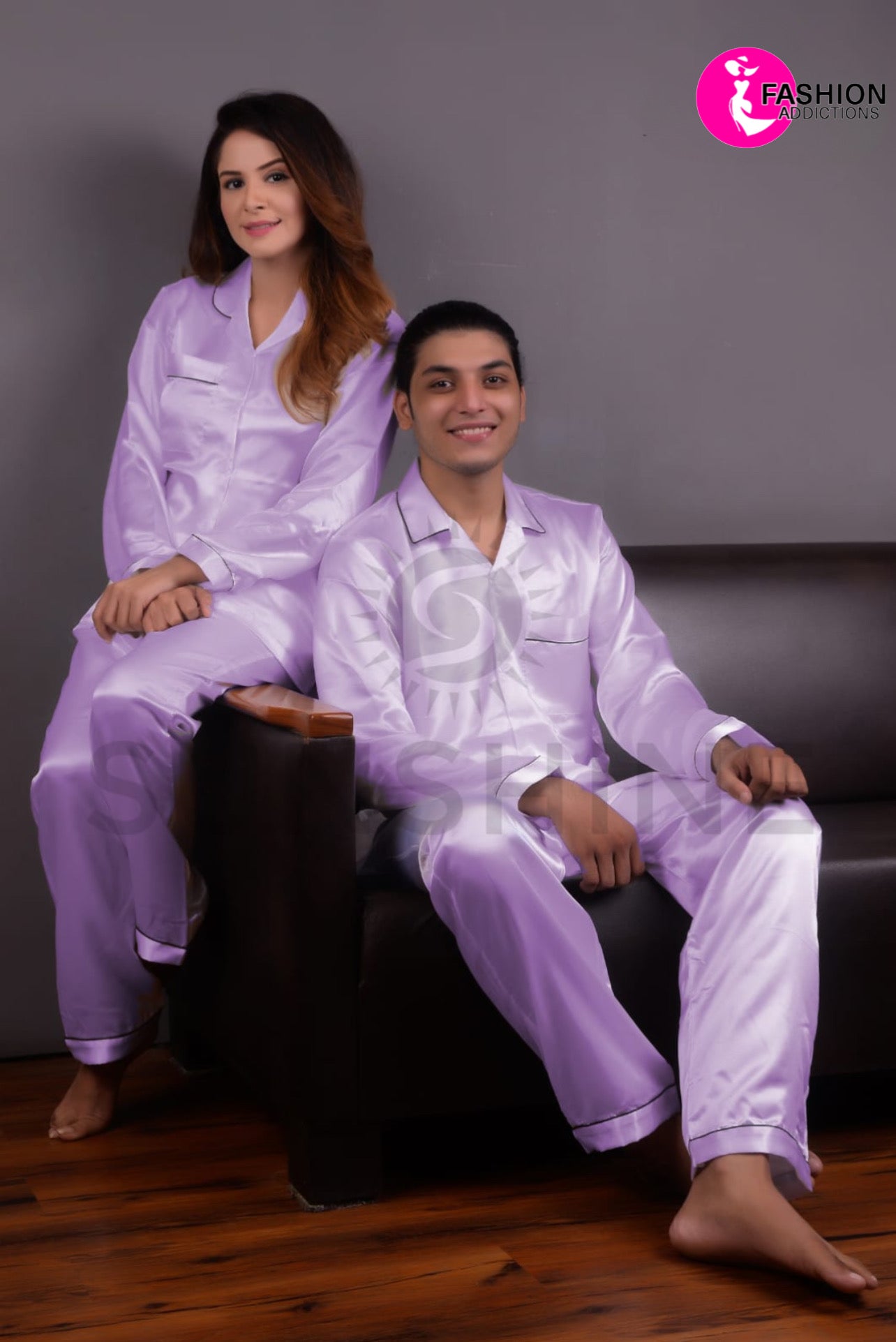 Silk Couple Nightwear | Light Purple