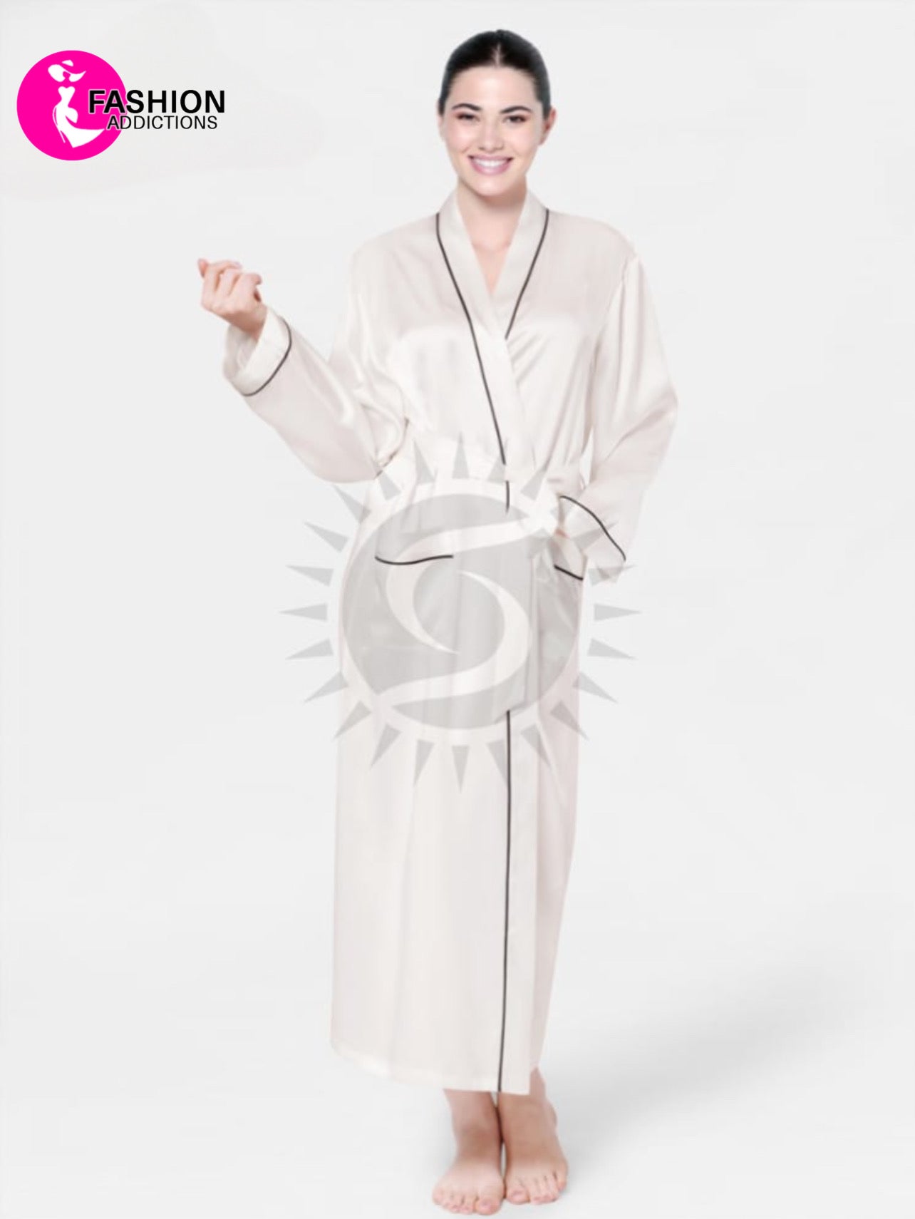 Long Mulberry Silk Robe White