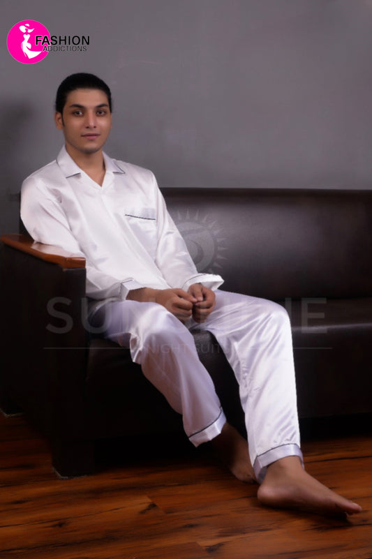 Silk Nightwear For Men | White