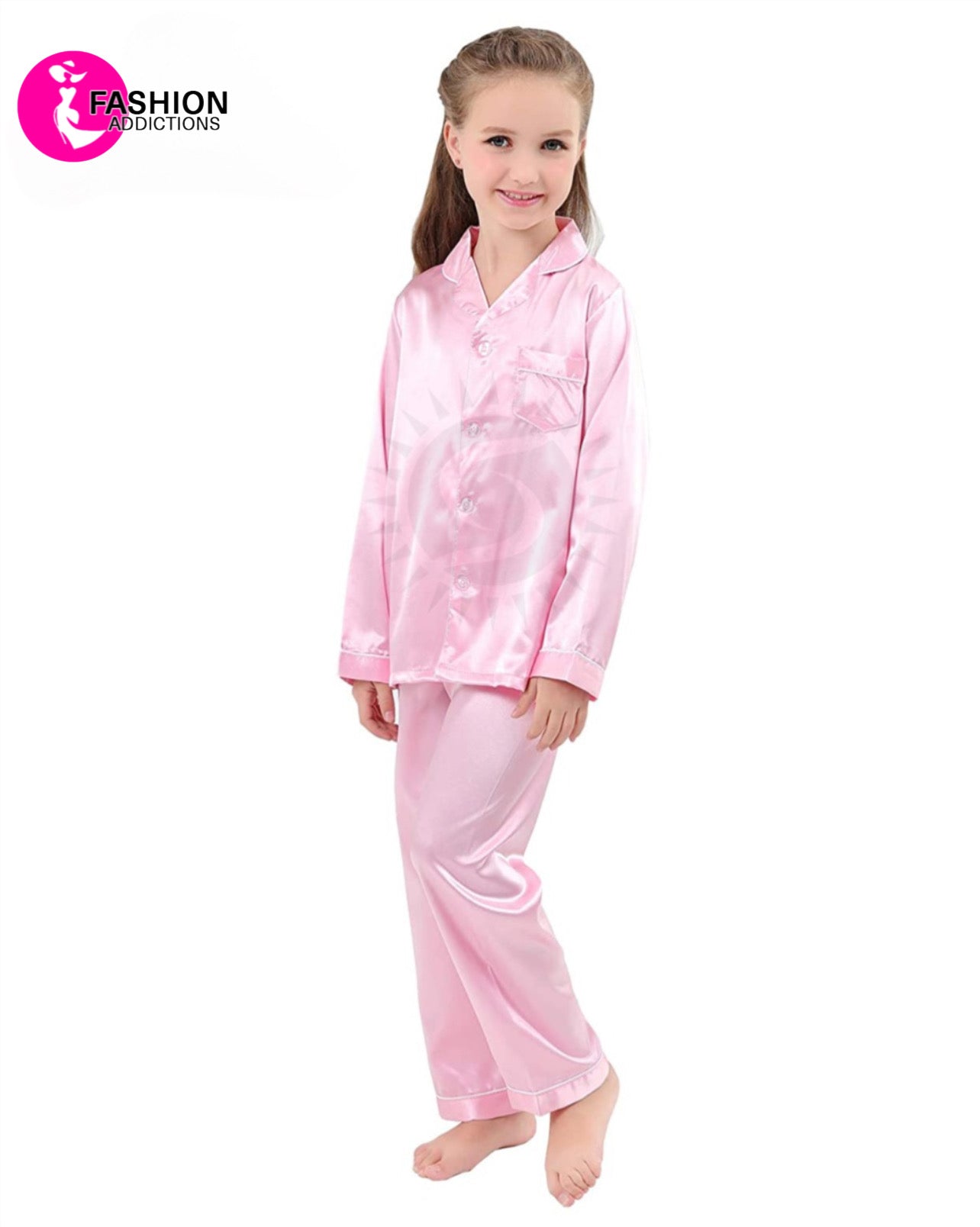 Silk Pajamas Set For Girls | Pink