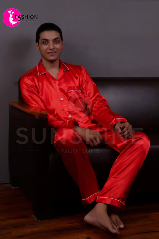 Silk Nightwear For Men | Red