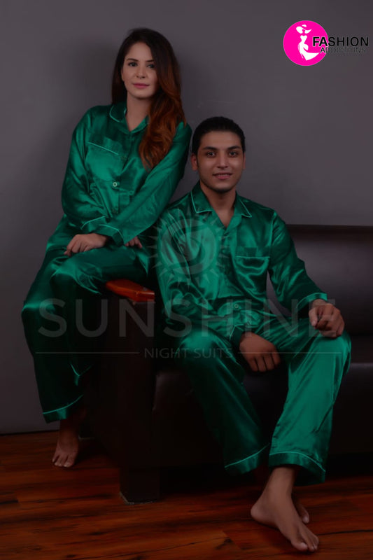 Silk Couple Nightwear | Sea Green