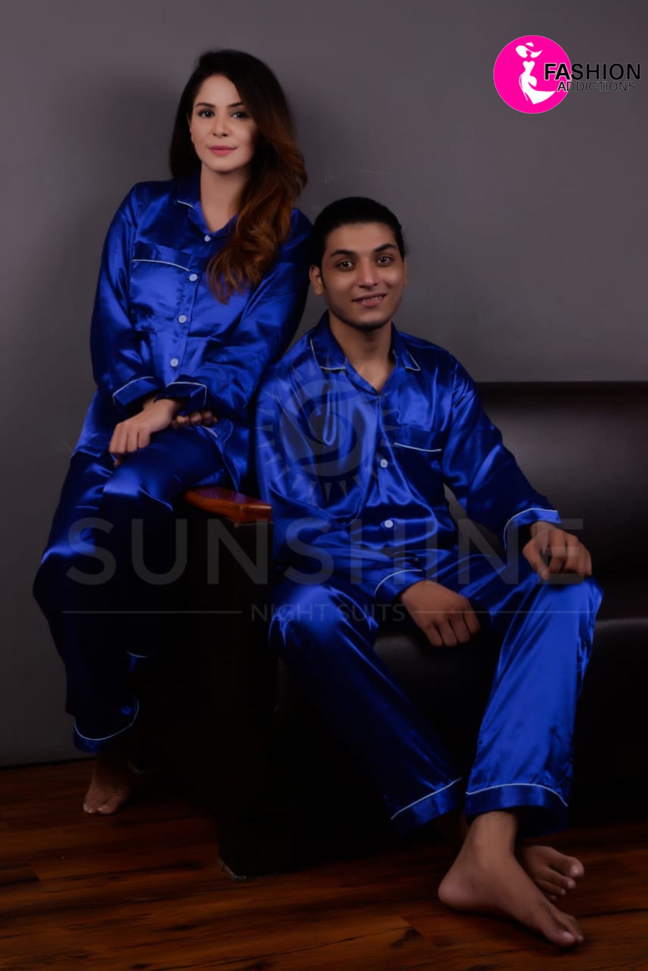 Silk Couple Nightwear | Royal Blue