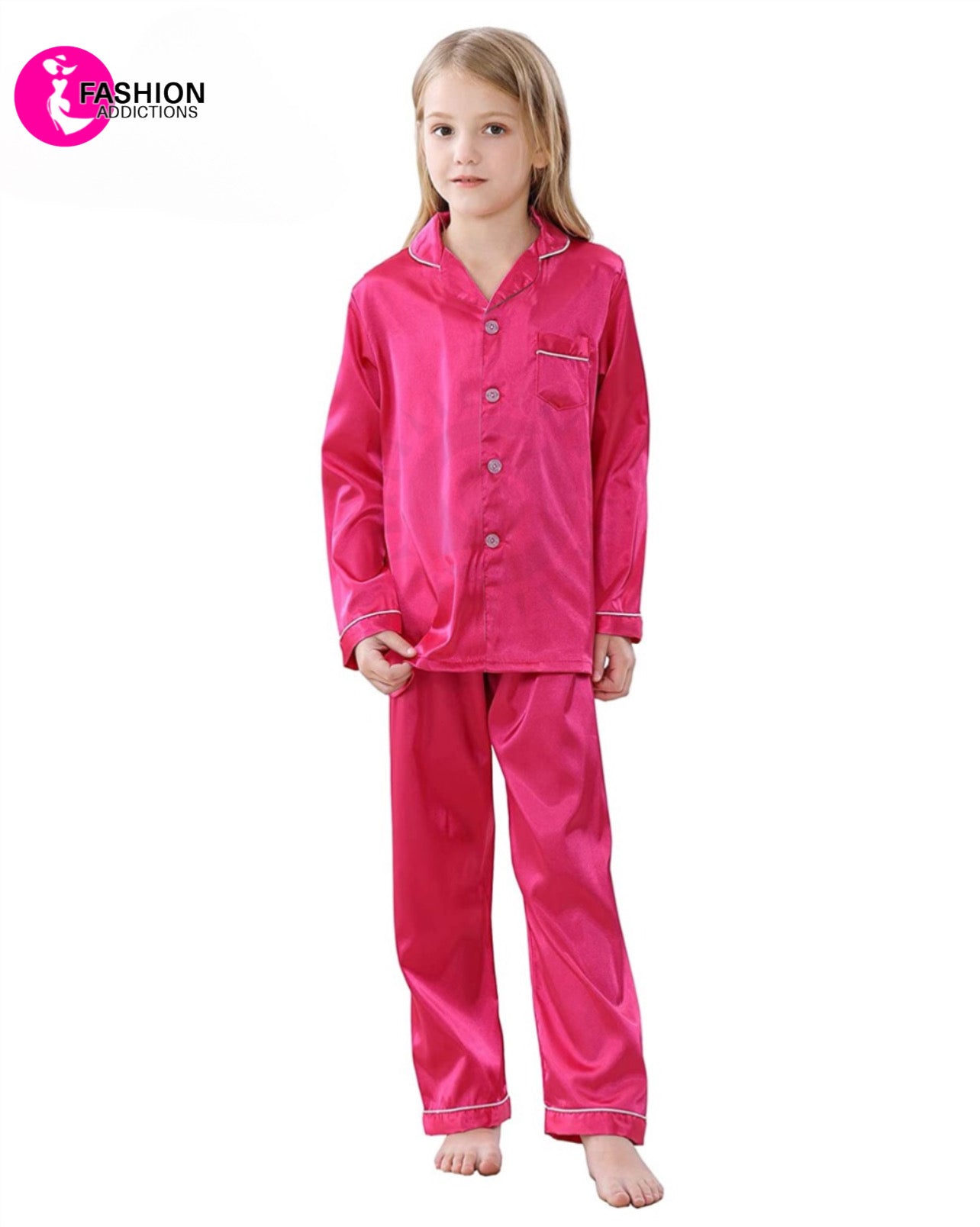 Silk Pajamas Set For Girls | Raspberry