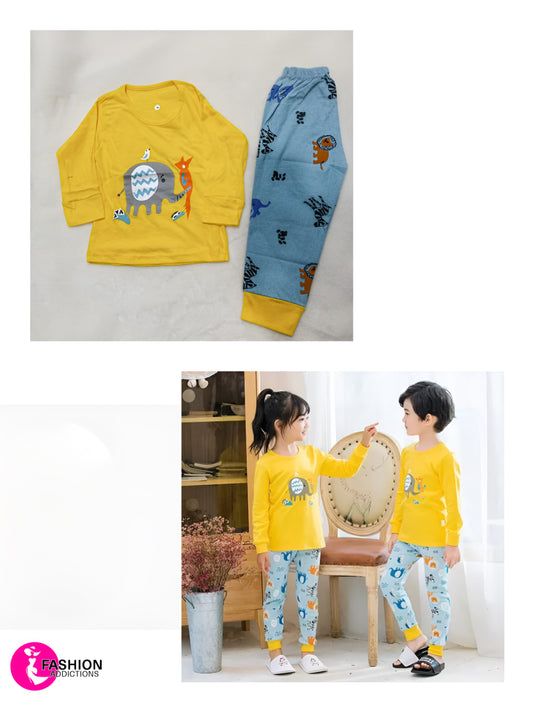 Kids Cotton Jersey Nightwear | Yellow Elephant