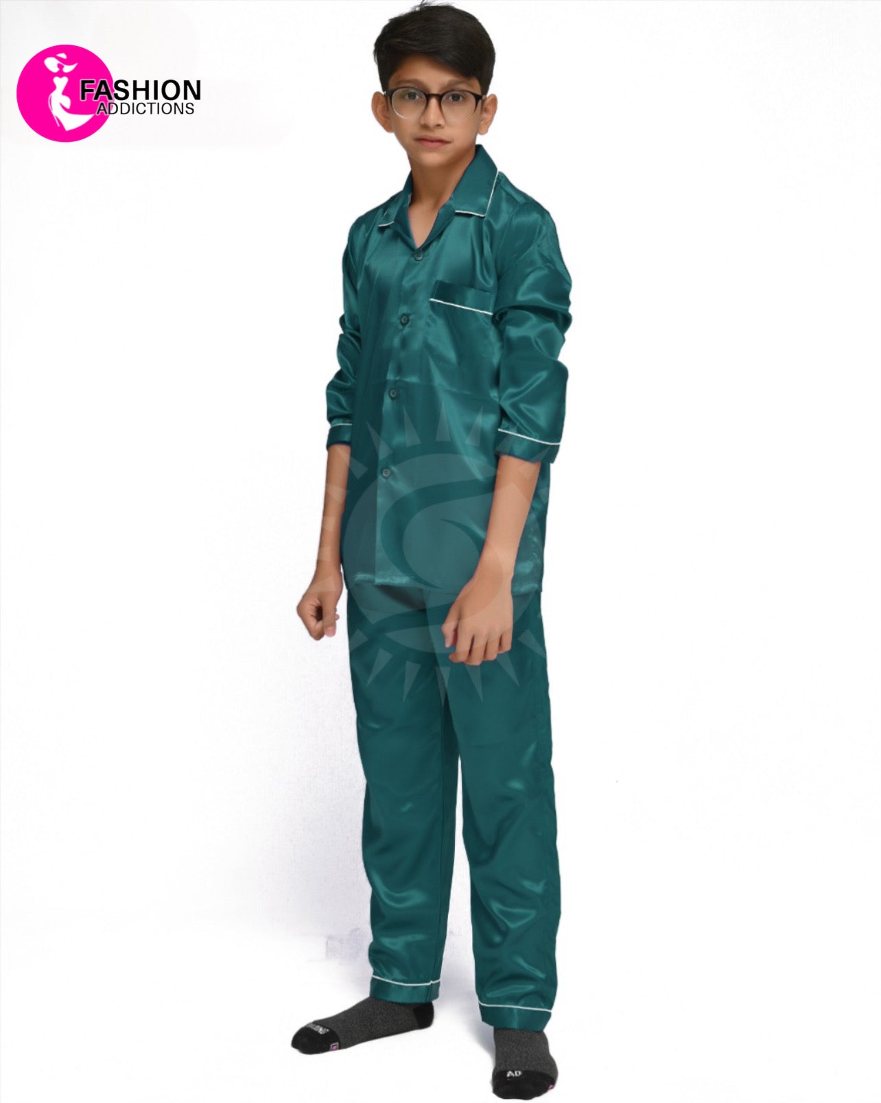 Silk Pajamas Set For Boys | Teal