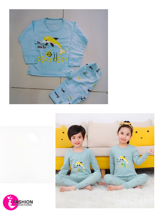 Kids Cotton Jersey Nightwear | Yellow Dolphin