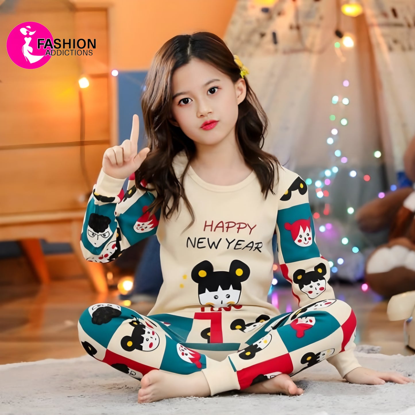 Kids Cotton Jersey Nightwear | Happy New Year