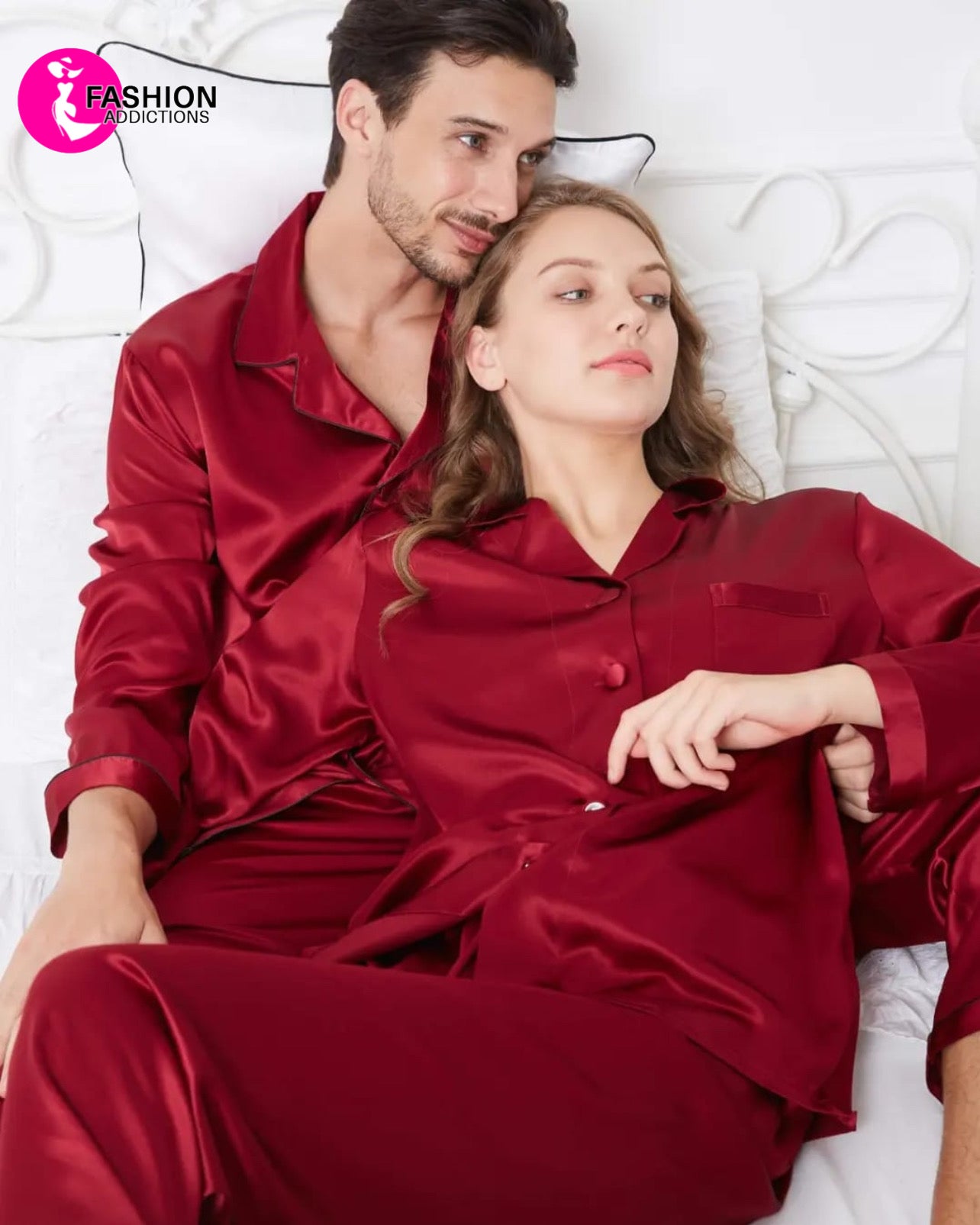 Silk Couple Nightwear | Red