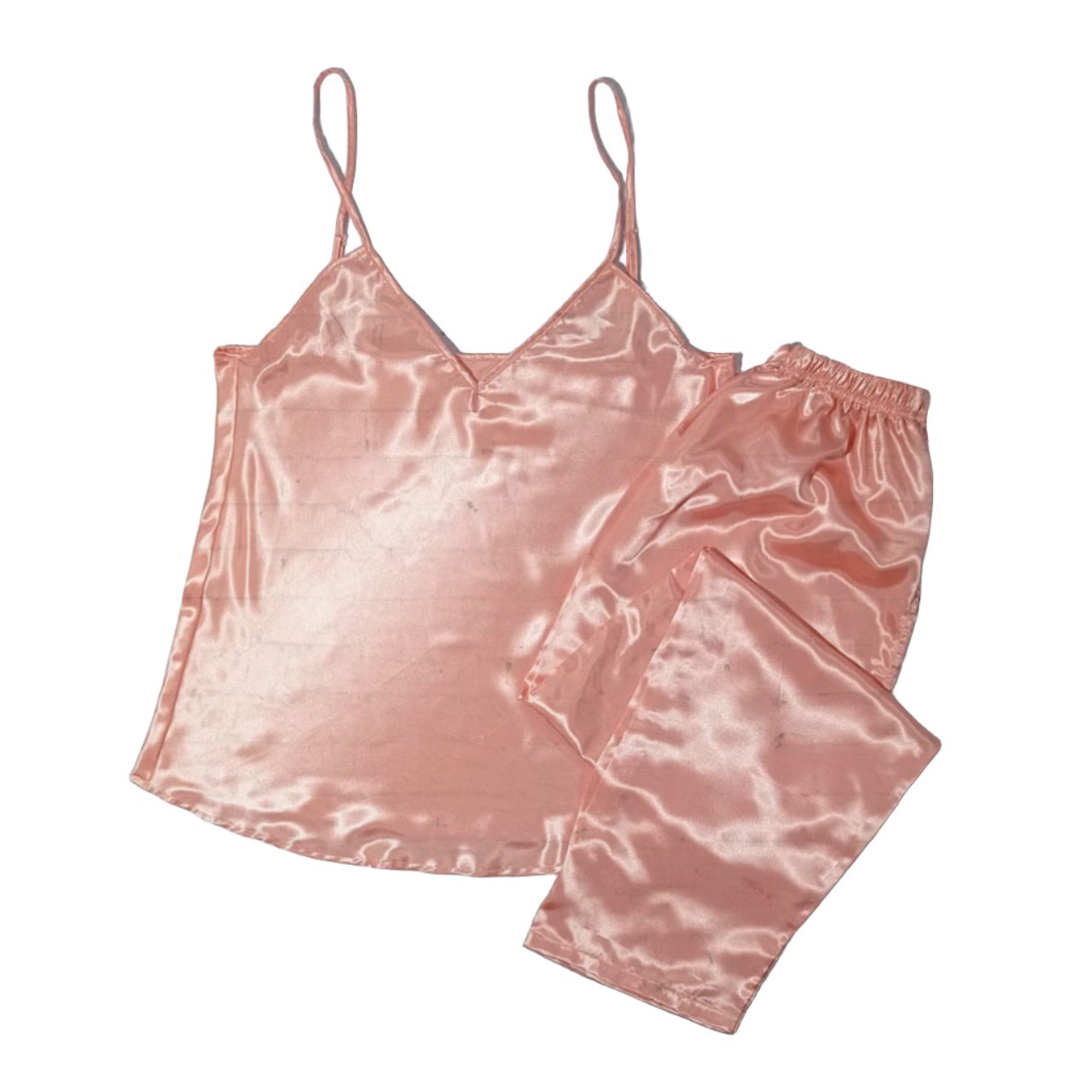 Silk Cami Pajama Set For Women | Peach