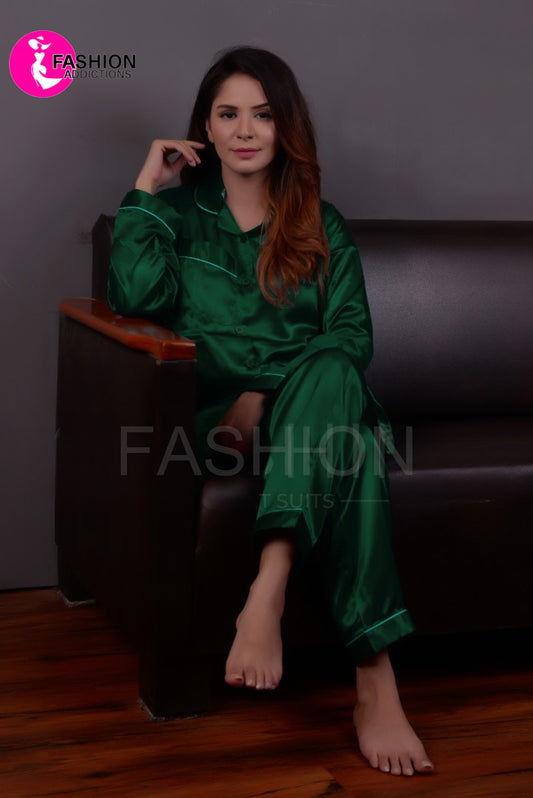 Silk Nightwear For Women | Dark Green