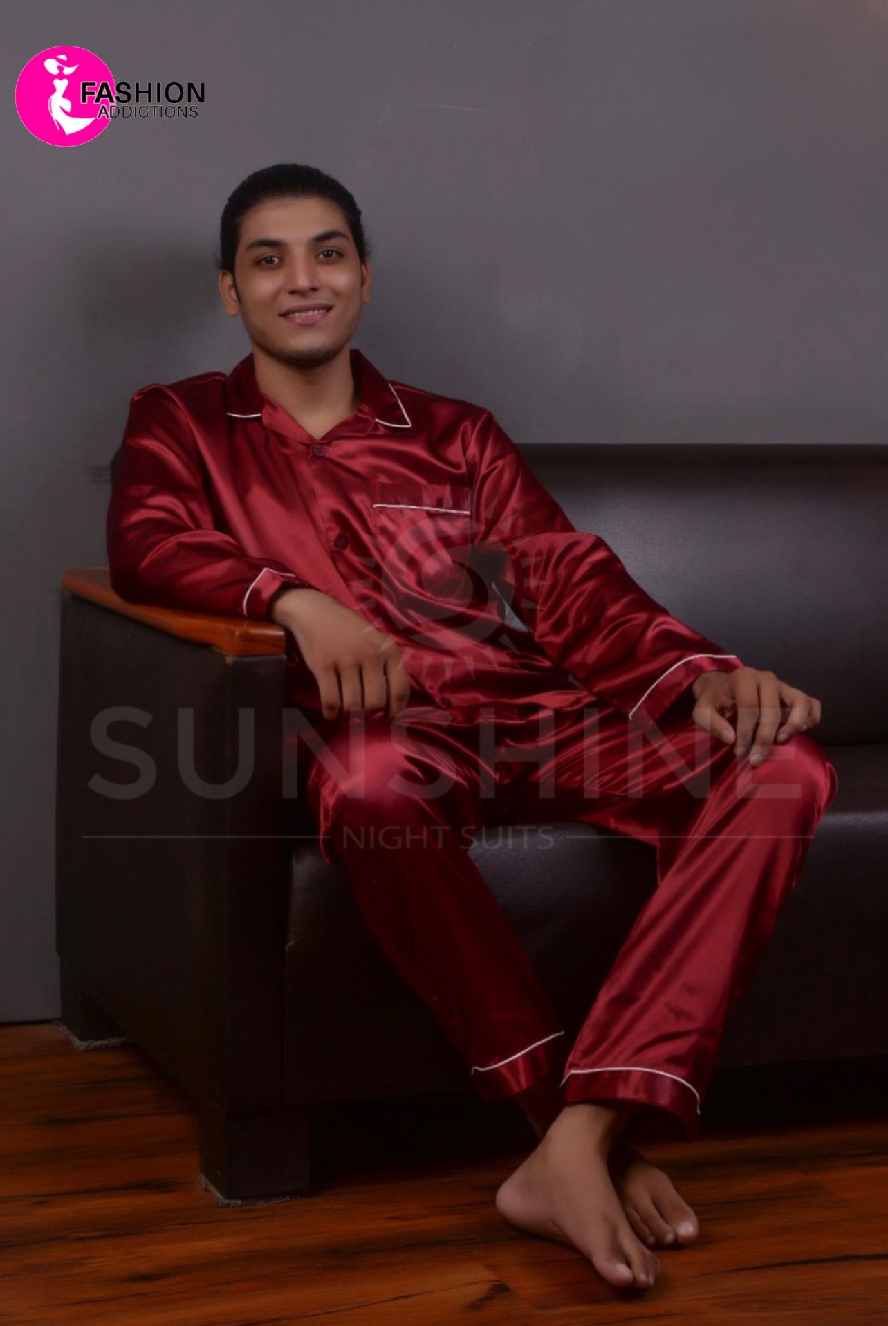 Silk Nightwear For Men | Maroon