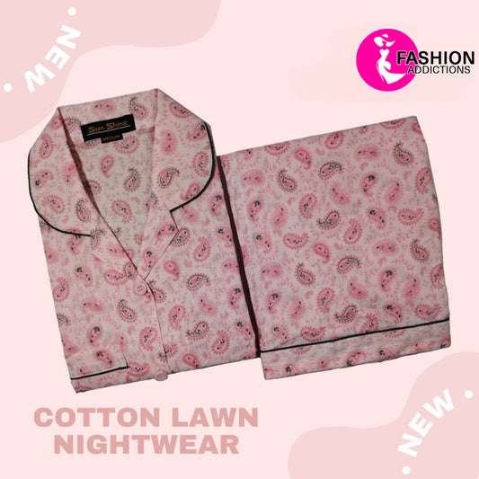 Lawn Nightdress Baby Pink Paisley