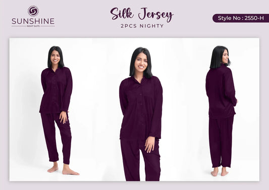 Purple Silk Jersey Pajamas 2550-H