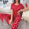 Red All Over Hearts Half Sleeves Printed Night Suit (FA-496)