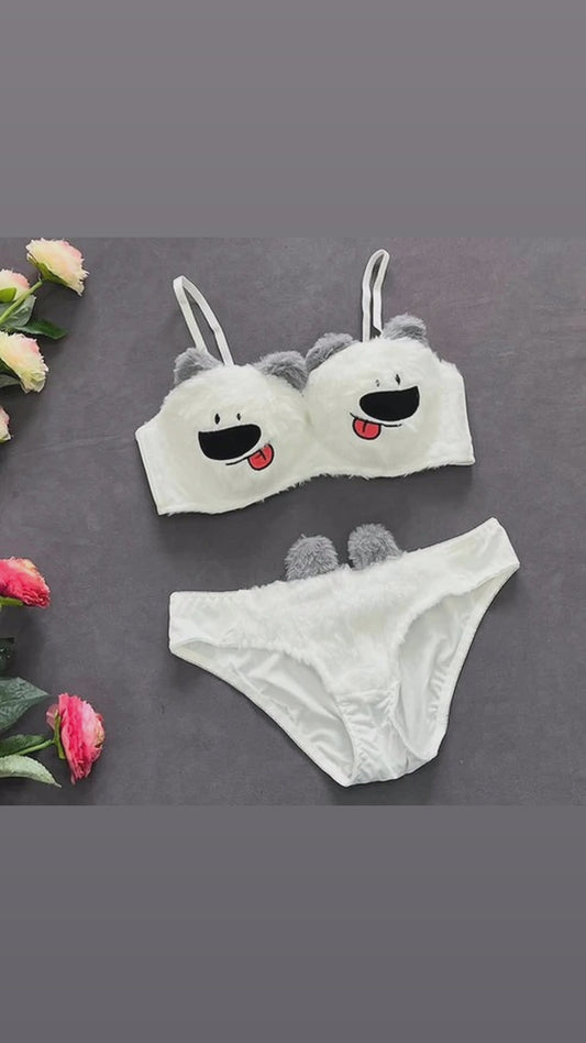 White Bear Bra Panty Set