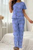 Sky Blue Love Heart Print Half Sleeves Shirt With Printed Trouser (FA-458)